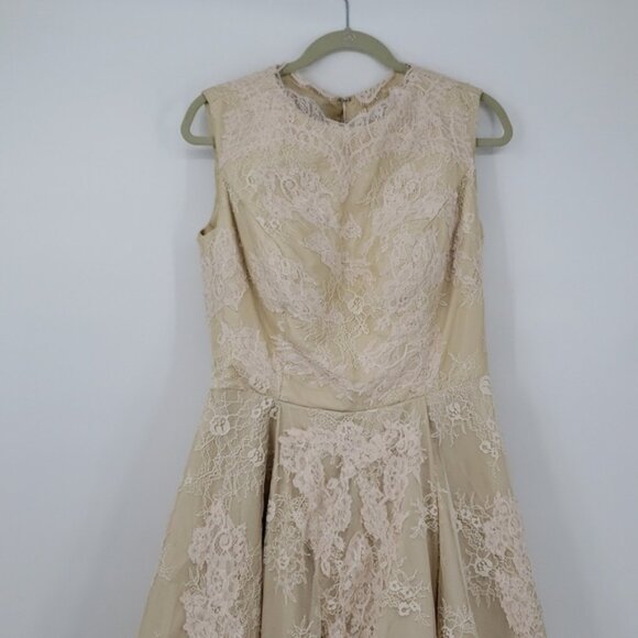 Champagne Lace Wedding Prom Elegant Dress High Low German Designer Size 10 - Picture 9 of 11